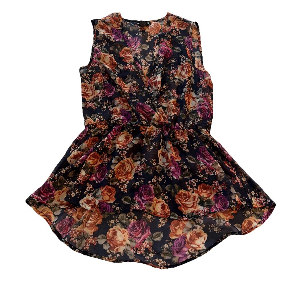 Y2k WET SEAL sheer Babydoll Top Size M Romantic Fairy Whimsy Feminine floral vtg